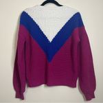 Time and Tru Colorblock Sweater S Lolita Pink Blue White Chevron Pullover‎ Photo 4