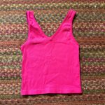 One Step Up HOT PINK RIBBED SEAMLESS V NECK TANK Photo 0