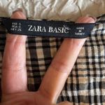 ZARA Basic Womens Plaid Blouse Top Twist Knot Sleeve Black Cream Size Small Photo 5