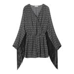 H&M  Coachella SZ 6 black and white abstract romper with fringe Photo 1