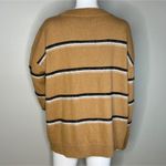 Talbots Sweater Womens Extra Large Tan Black Stripe Metallic Shine Preppy Cozy Photo 4