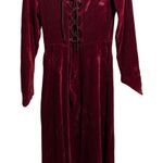 VTG Morbid Threads Velvet Maxi Dress Lace Up V Neck Long Sleeve Burgundy Goth M Red Size M Photo 0