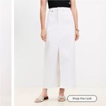 Loft  Denim Maxi Skirt in White with Front Slit Sz 8 Photo 1
