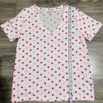 Lucky Brand  Women Polka Dot V Neck Tee Shirt White Pink Size Medium Photo 9