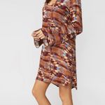 Stetson L Bell Sleeve Dress Aztec Navajo Western Rayon Brown Southwestern Ranch Photo 0