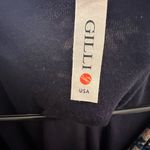 Gilli Faux wrap midi v neck long sleeve dress blue cream size L Size L Photo 3