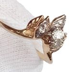 14K Yellow Gold Diamond Engagement Crown Tiara Style Ring Photo 5