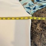 Athleta  White V Neck Long Sleeve with Floral Print Sleeves Medium Photo 4