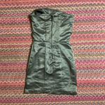 ARMY GREEN SATIN STRAPLESS TUBE MINI PARTY DRESS Size XS Photo 1