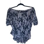 Free People Shades of Cool Off the Shoulder Blouse Top Floral Gray Size Small Photo 1