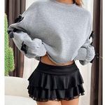 Women's Gray With Black Bows On The Sleeves Long Sleeve Sweatshirt Size XXL Photo 1