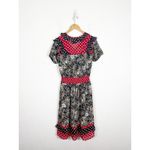 Vintage Diane Freis Floral Polka Dot Midi Dress Maximalist Lightweight Ruffle Black Size M Photo 12