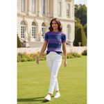 Ralph Lauren NWT Polo Striped Cable-Knit Short-Sleeve Sweater in Purple Navy XS Photo 1