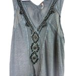 Free People  Bluish Gray Beaded Mesh Tank Top Small Photo 1