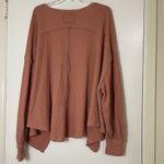Free People Coraline oversized waffle knit vneck long sleeve thermal top Large Photo 5