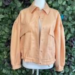 7 For All Mankind Faux Leather Perfect Peach Oversized Fall Jacket Size S NEW Photo 2