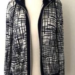 Chico's ✅ Blue and White Long Sleeve Hood Zipper Stretchy Jacket Sz 1 (M/8) Photo 4