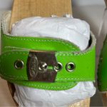 Dr Scholls The Original Wood Exercise Sandal Lime Green Leather Sz 8 Photo 1