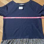 Loft NWT  Navy blue sweater with floral print on the bottom size M bohemian wint Photo 7