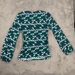 Boden Green Geometric Print Wrap Blouse Long‎ Sleeve Top US 12 UK 16 Photo 6
