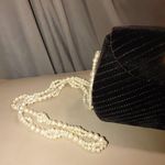 Black Velour Columbine Faux Pearl Rhinestone Vintage Purse Bag Crossbody Photo 12