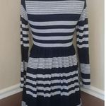 Modcloth NEW Fervour Black & Gray Striped Jersey Knit Long Sleeve Lace-Up Dress Photo 5