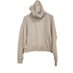 Aerie  Cream Long Sleeve Cropped Cotton Knit Pullover Hoodie Sweatshirt Small Photo 1