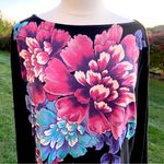 Karen Scott  Deep black Napa Valley floral long sleeve shirt Photo 6