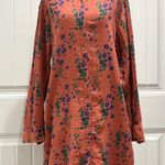 Natural Life NATURAL LIFECoral Crepe Cotton Floral Collared Button Up Shirt Dress Size L Photo 0