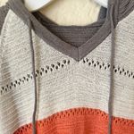 Beach bonfire hoodie‎ crochet style long sleeve hooded v neck size small Photo 5