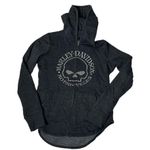 HARLEY DAVIDSON Grey Hoodie Metallic Skull Zippered Charcoal Gray Size Small Photo 3
