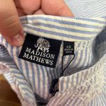 Madison Matthews Dress XS $168 Seersucker Blue White Stripe‎ Boho Embroidered Photo 3