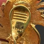 Monet Vintage  Signed Gold-tone Wheat Spray Rope Feather Clip On Earrings Photo 13