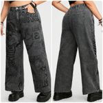 Romwe  Vintage Washed Skull Butterfly Tattoo Black Jeans Goth Grunge Punk Size M Photo 1