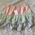 Free The Roses  Womens Multicolor Color Block Eyelet Trim Detail Mini Skirt Small Photo 4