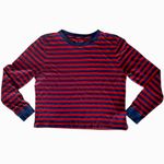 J.Crew ‎ Vintage Jersey Long-Sleeve Red and Blue Striped T-shirt Sz M Photo 2