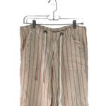 Elan  Women's Size Small 100% Linen Striped White Pink Flowy‎ Pants Photo 2