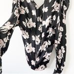 Cinq à Sept Yesenia Silk Long Sleeve Blouse in Black Floral Photo 8