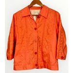 draper's & damon's Draper’s & Damon’s Orange Eyelet Grandmacore Country 3/4 Sleeve Cotton Jacket S Photo 0