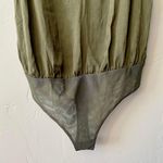 Socialite Women’s Lace Trim Satin Bodysuit Green NWT Photo 2