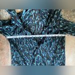 Dennis Basso Dennis By  Shear Blue Animal Print Tie Neck Blouse Size XXS Photo 5