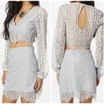 For Love & Lemons - Lyla Lace Overlay Top and Mini Skirt in Gray Photo 4
