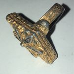 Adjustable Vintage Gold Tone Aged Diamond Shape Chunky Boho Statement Ring Photo 5