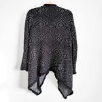 Kaisely Black White Aztec Western Print Draped Open Cardigan Sweater sz Small Photo 2