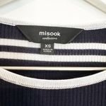 Misook Long Sleeve Striped Lightweight Knit Round Neck Blouse Top Navy Blue XS Photo 3