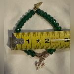 Erimish  Rose Gold Tone Enameled Cactus Green Jadeite Real Stone Stretch Bracelet Photo 3