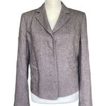 Ann Taylor  Women's Blazer Size 8 Brown Twill Long Sleeve Zippered Pockets Photo 0