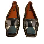 Marc Jacobs BLACK LEATHER DRIVING LOAFER SHOES WITH TEAL & CREAM DECOR (36.5) Photo 7