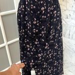 Floret Studios Floral Navy Blue MIDI Smocked Chiffon Maxi Dress Size Small Photo 3