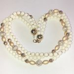 Alabaster Brand Triple Strand Off White Beaded Boho Classic Retro Necklace Photo 1